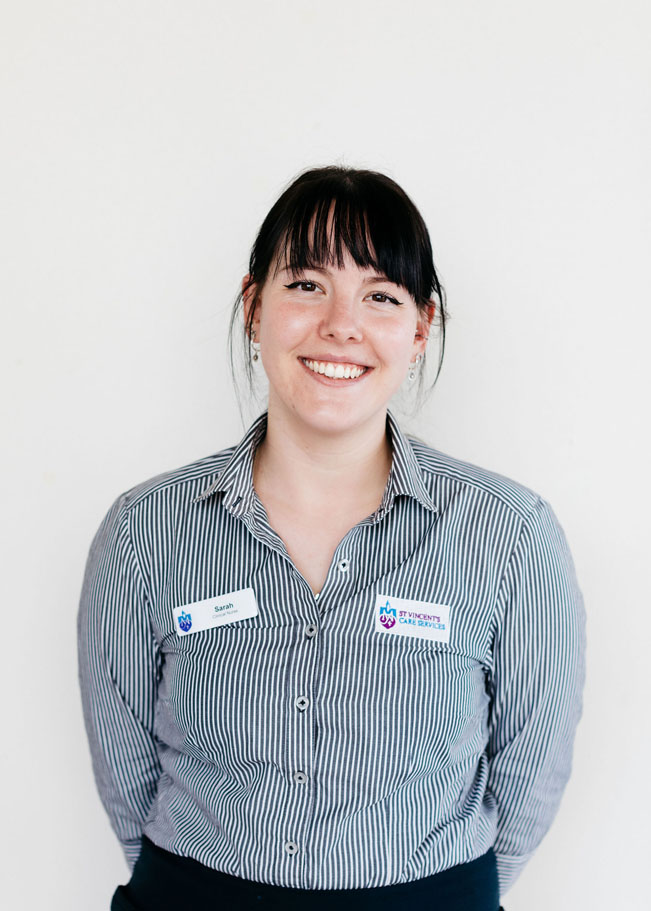 st vincent's aged care staff member smiling